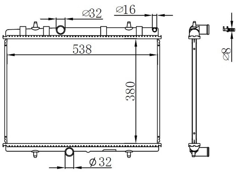 ORIS BPE050022 RADYATÖR 307-407-C4-C5-BERLINGO-PARTNER1.6-1.8-2.0 HDİ AC KLİMASIZ MEK 380x552x26 - Görsel 1