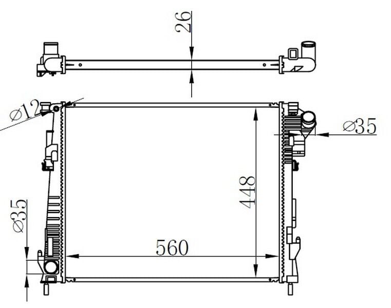 ORIS BRN088026 RADYATOR BRAZİNG MT 560X448X26 TRAFFİC II 2.0 DCİ 2001 63122-2140000Q0C - Görsel 1