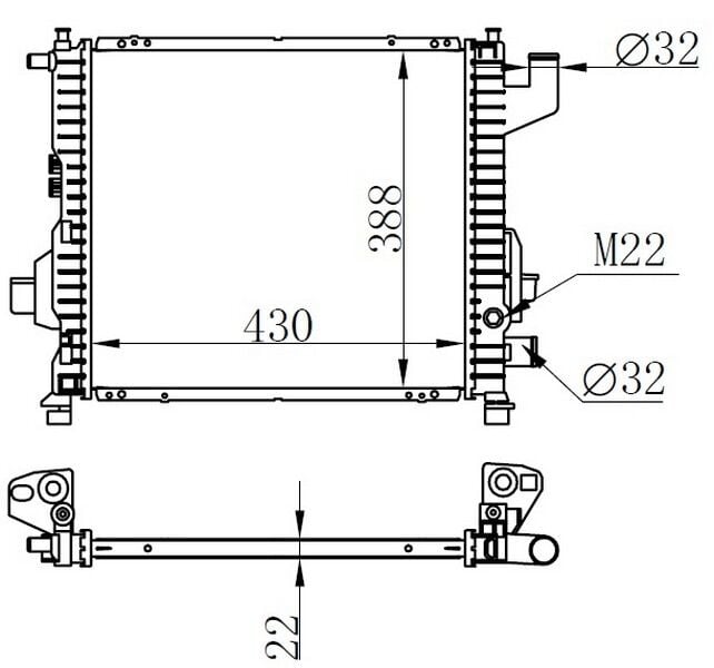 ORIS BRN093022 RADYATOR BRAZİNG MT 430X388X22 TWİNGO 1.0İ/1.2İ 93 63835A - Görsel 1