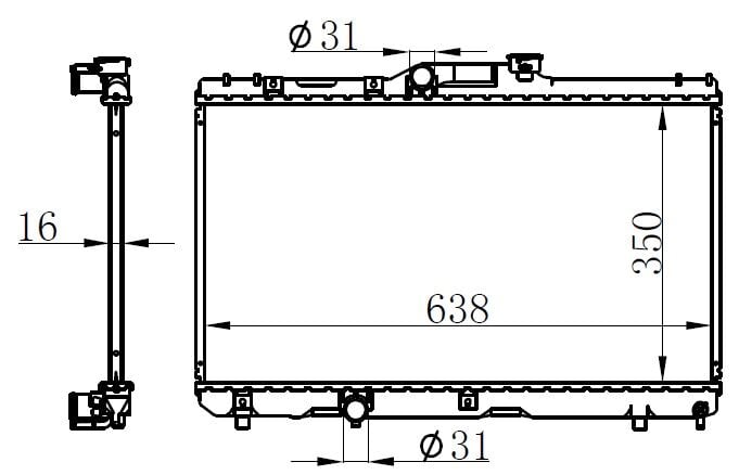 ORIS BTO057016 RADYATÖR BRAZİNG COROLLA 92-97 AE 101 AC KLİMASIZ MEK 350x638x16 - Görsel 1