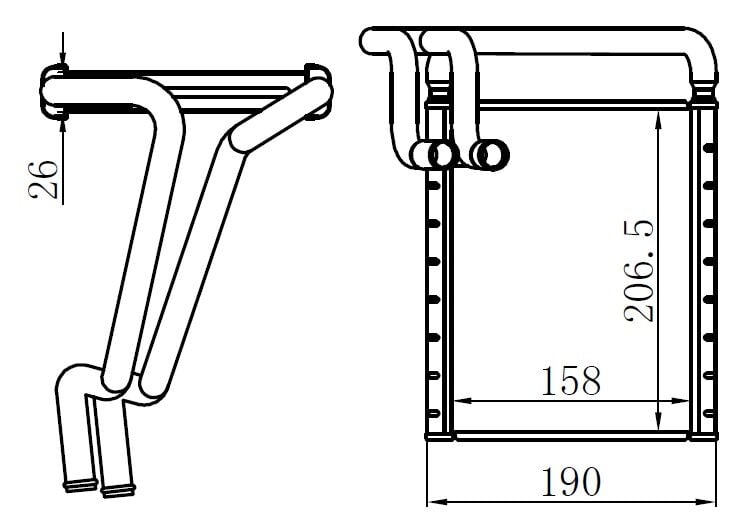 ORIS KHY102026 KALORİFER BRAZİNG HEATER 158X216.5X26 ELANTRA 1.6CRDİ/1.6İ - İ30 / CEED 2010 77652 - Görsel 1