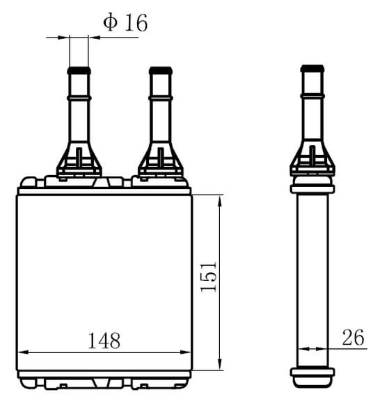 ORIS KNI001026 KALORIFER RADYATORU BRAZING NISSAN D22 AT/MT SANZUMAN 151X147X26 - Görsel 1