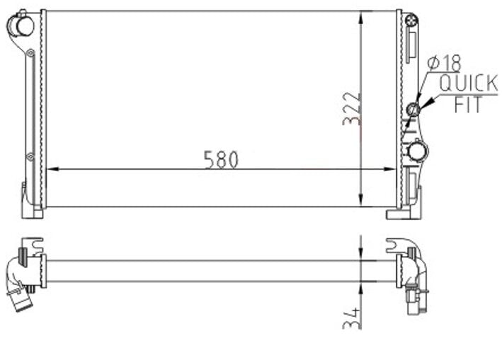 ORIS MFI494034 RADYATOR MECHANİCAL MT 580 322 34 PUNTO-IDEA 1.3 MJTD 04 / LANCİA Y 1.3MJTD 03 68806 - Görsel 1