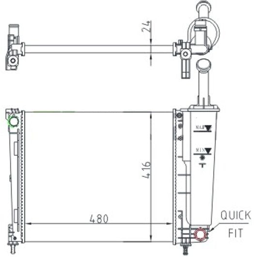 ORIS MFI574024 RADYATOR MECHANİCAL MT 480 416 24 LANCİA Y 1.2İ 2011 617873 - Görsel 1