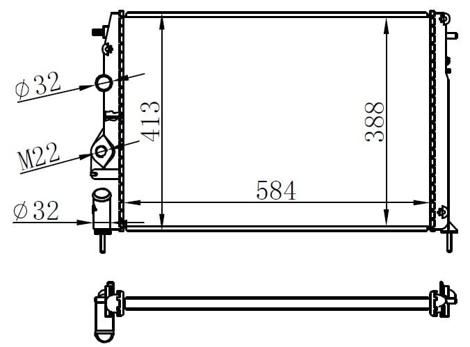 ORIS MRN001023 RADYATÖR MGN I-SCENIC 1.4-1.6-1.8-2.0 16V AC MEK LOGAN 1.5 DCİ 586x415x23 - Görsel 1