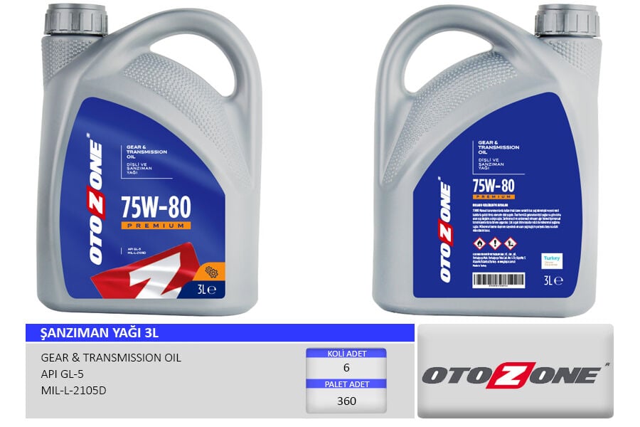 OTOZONE CYAG0742 ŞANZIMAN YAĞI 75W-80 3 LT GL-5 - Görsel 1
