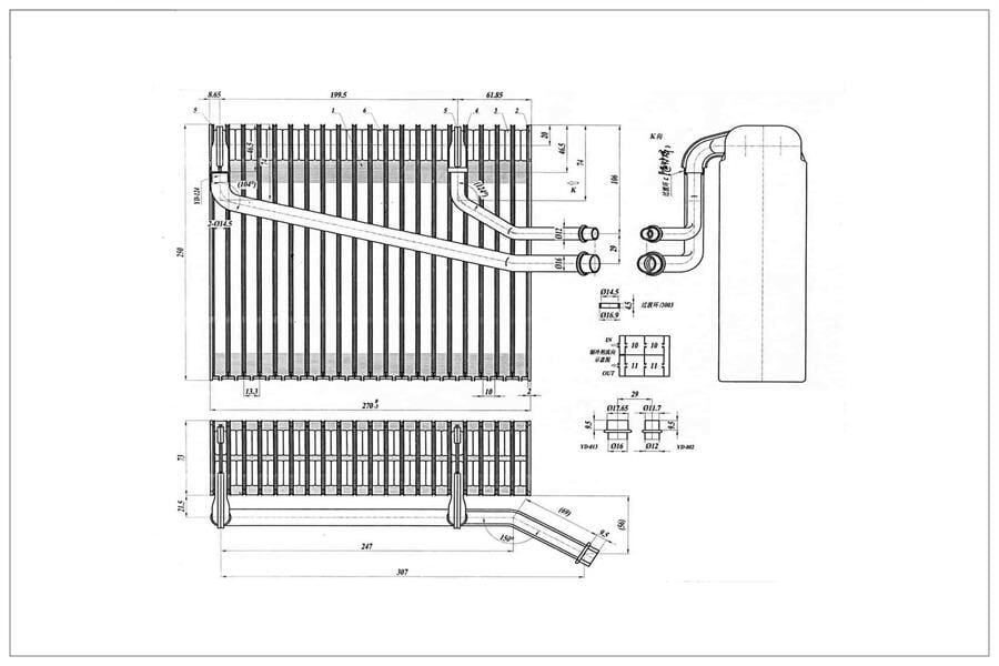 RADISEN RE 922039 EVAPORATOR TOUAREG 04--07 / AMAROK 05 / TRANSPORTER T5 05--10 BRAZED 250x270x73 - Görsel 1