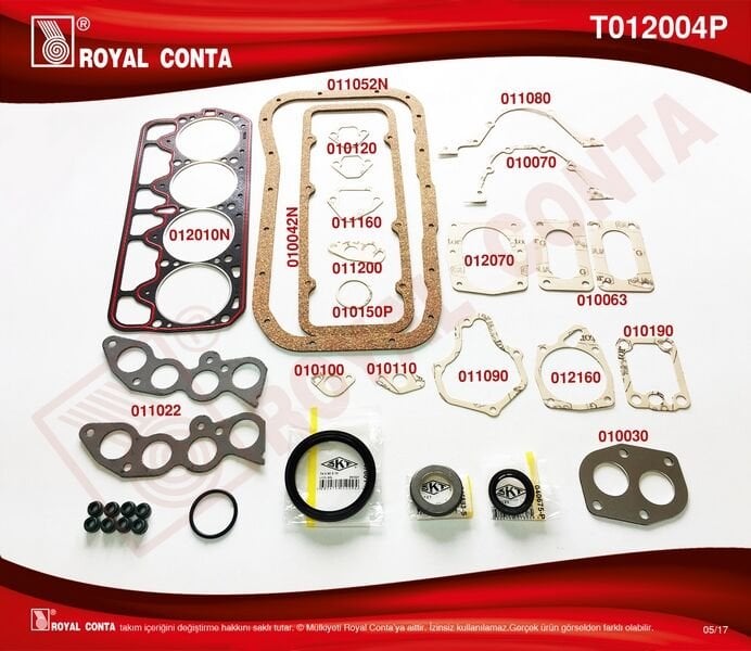 ROYAL T012004P MOTOR TAKIM CONTASI FULL SKT KEÇE REİNZ SUBAP LAS M131 DKŞ 1600 88 > - Görsel 1