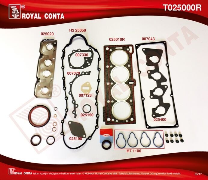 ROYAL T025000R MOTOR ÜST CONTA TK. MEGANE I 96> CLIO II 98> KANGOO 97> CLIO SYMBOL I 00> 1.4 K7J 1.6 K7M - Görsel 1
