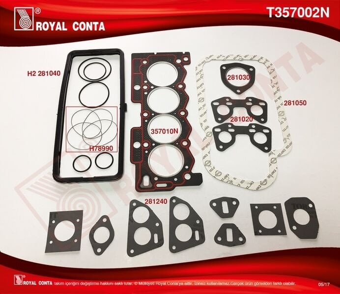 ROYAL T357002N MOTOR TAKIM CONTA AX-BX-C15-SAXO-XSARA-ZX-C3 1.1-1.4 LT. K1F-K1G-K2A-K2B-TU1M-TU3M - Görsel 1