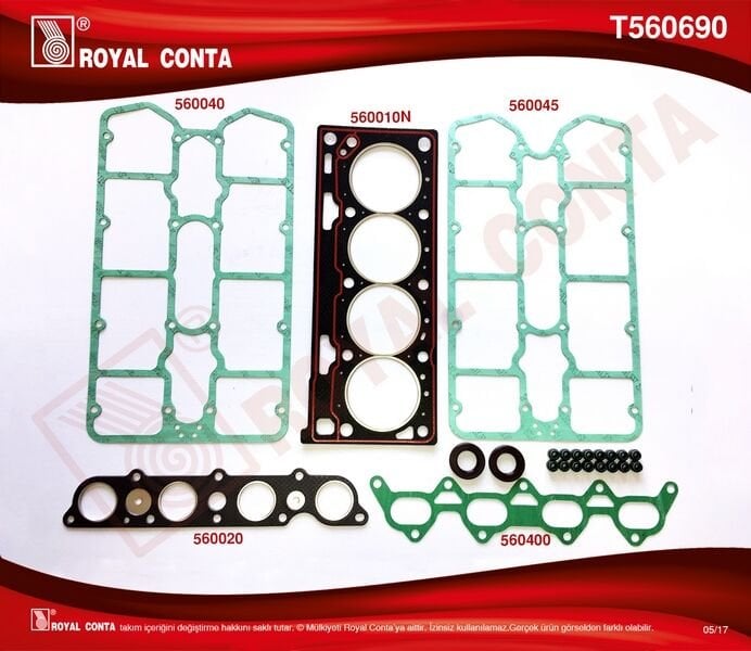ROYAL T560690 ÜST TAKIM CONTASI SKC KEÇE SUBAP LAS RENAULT MEGANE I 2.0 16V F7R - Görsel 1