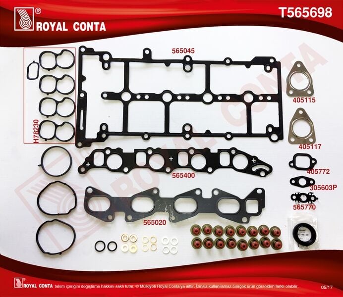 ROYAL T565698 ÜST TAKIM CONTASI CORTECO KEÇELİ REINZ SUBAP LASTİK SKC SİZ DOBLO-LINEA-BRAVO II 1.6 DMTJ - Görsel 1