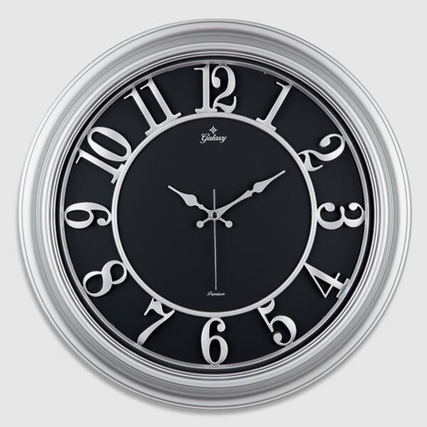 SAAT 1963-G DUVAR SAATİ GRİ ÇERÇEVE İÇİ SİYAH 46CM KABARTMA RAKAMLI SELEFON KORUMALI AMERİKAN BRİSTOL KADRAN METAL AKREP/YELKOVAN/SANİYE AKAR SANİYELİ MEKANİZMA AKRİLİK BOYA ABS HAMMADDE MİNERAL CAM - Görsel 1