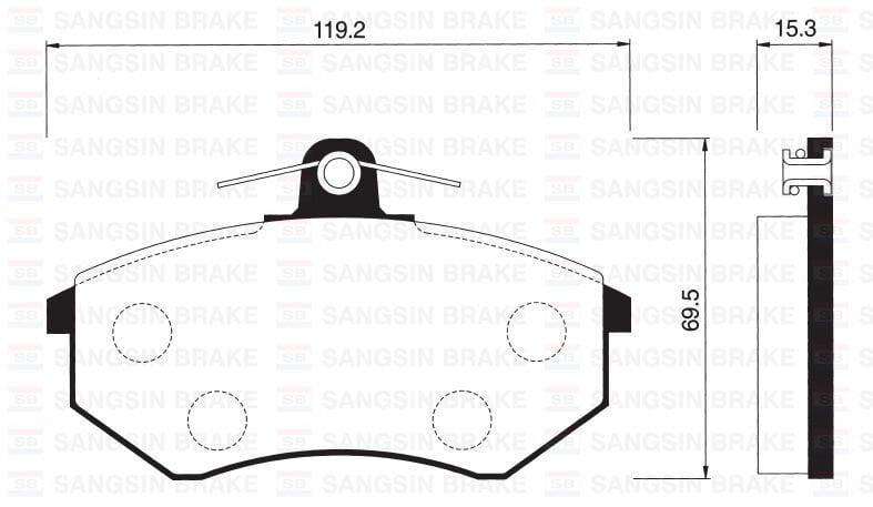 SANGSIN SP1043 ÖN FREN BALATA İNCE VW GOLF II III / POLO CLASSIC 95-> / PASSAT 88-97 / CADDY 95-04 / SEAT CORDOBA / IBIZA GDB1048-GDB1044 - Görsel 1