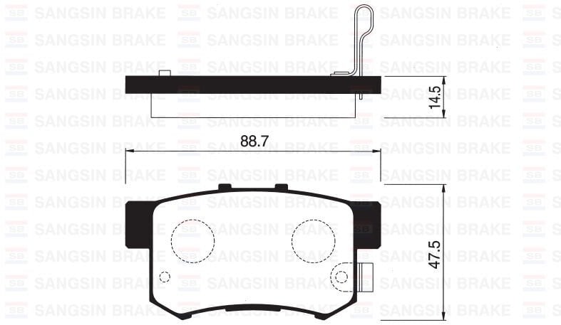SANGSIN SP1076-R ARKA FREN BALATA HONDA CIVIC 1.6L D16 VTEC VTI 01-05 / 1.4L 1.6L 96-01 / 1.6L R16A2 VTEC SEDAN 06-> / ACCORD 2.0L F20 90-98 / LEGEND 3.2L 91-96 / SUZUKI SX4 1.6L M16A RW416 05-> - Görsel 1