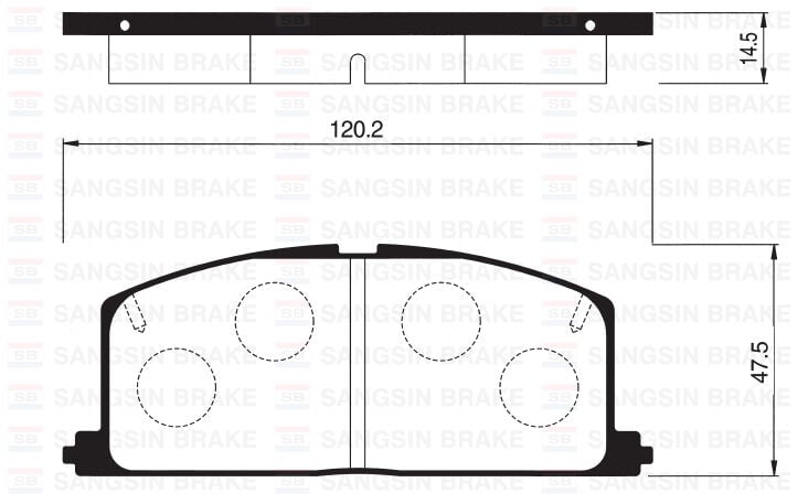 SANGSIN SP1105 ÖN FREN BALATA TOYOTA COROLLA 1.6L 4A-F AE92 88-91 / COROLLA 1.3L 2E EE90 EE100 88-98 / STARLET 1.3L 4E-FE EP91 96-98 - Görsel 1