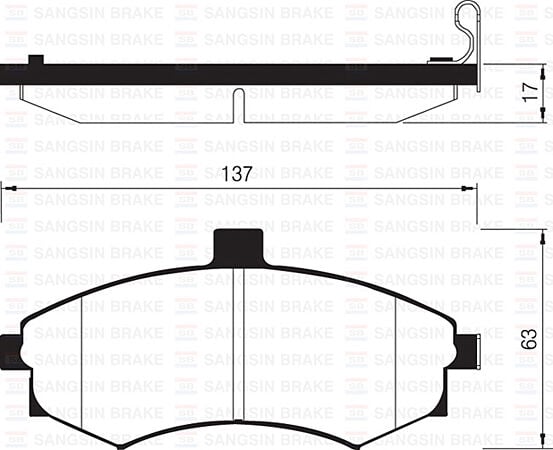 SANGSIN SP1152 ÖN FREN BALATA HYUNDAI MATRIX 1.5L D4FA CRDi dizel 05-> / ELANTRA 1.6L benzinli 01-03 - tepeli tip 137mm - Görsel 1