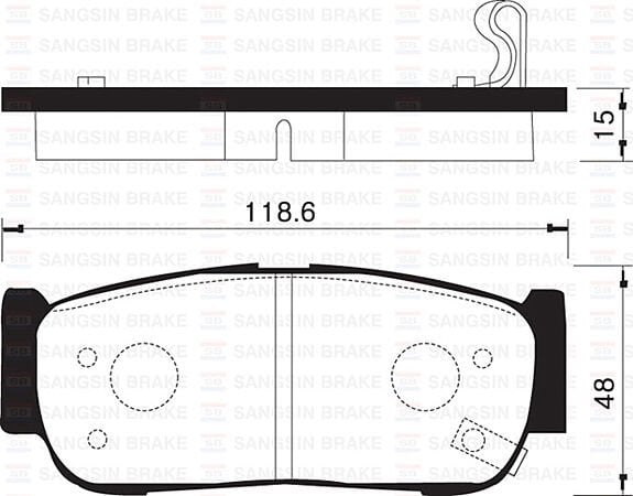SANGSIN SP1178 ARKA FREN BALATA HYUNDAI SANTAFE 2.0L CRDi 06-> 2.2L D4EB 06-09 - Görsel 1