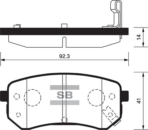 SANGSIN SP1189 ARKA FREN BALATA HYUNDAI i10 1.0L 1.1L 08-13 / KIA PICANTO 1.0L 1.1L 05-11 - Aşınma ikaz soketli - Görsel 1