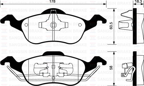 SANGSIN SP1259 ÖN FREN BALATA FORD FOCUS 1.4L 1.6L 1.8L 2.0L 98-04 - Görsel 1