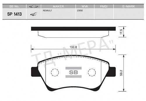 SANGSIN SP1413 ÖN FREN BALATASI RENAULT MEGANE II 02> KANGOO 01> SC NIC II 03> GRAND SC NIC II 03> 1.5dCi 1.6 1.9dCi 2.0 - Görsel 1