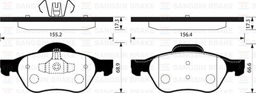 SANGSIN SP1414 ÖN BALATA MEGANE II 02> SCENIC II 02> CLIO III 05> 1.5dCi 1.6 16V 2.0 16V - Görsel 1