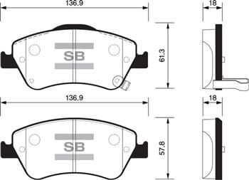 SANGSIN SP1500 ÖN FREN BALATA TOYOTA AURIS. COROLLA 1.4L 1NDTV NDE150 D-4D dizel 07-> - Görsel 1