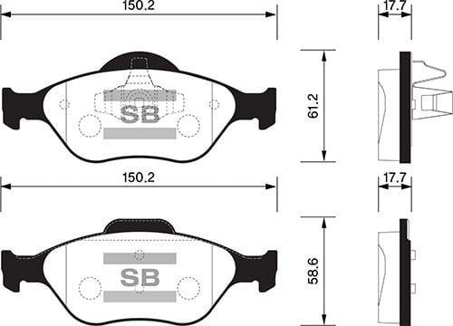 SANGSIN SP1565 ÖN BALATA FIESTA 1.4TDCİ ABSLİ 00 > FUSION 02 > MAZDA 121 96 > MAZDA 2 03> - Görsel 1