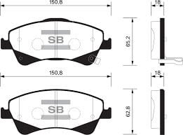 SANGSIN SP1580 ÖN FREN BALATA TOYOTA AVENSIS 1.6L 1ZR-FAE ZRT270 benzinli 09-> 1.8L 2ZRFAE ZRT271 09-> 2.0L ADT270 AZT270 09-> / VERSO 1.6L 1ZRFAE ZGR20 09 -> - Görsel 1