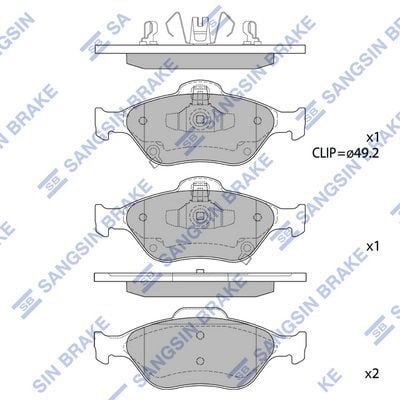 SANGSIN SP1631 ÖN FREN BALATA TOYOTA YARIS 1.3L 2SZ-FE SCP90 06-09 / 1.4L 1NDTV NLP90 06-09 / 1.0L 1KR-FE KSP90 06- 11 / 1.3L 1NR-FE NSP130 12-> / 1.5L 1NZFXE NHP130 HYBRID 14-> - Görsel 1