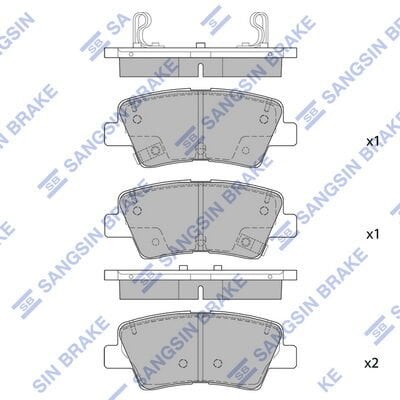 SANGSIN SP1846 ARKA FREN BALATA HYUNDAI ELANTRA 1.6L D4FB G4FG 6 vites 16-> / i20 1.1L 1.2L 1.4L 15-> / KIA SPORTAG E 1.6L G4FJ 7 vites 15-> ÜSTTEN DELİKLİ TİP - Görsel 1