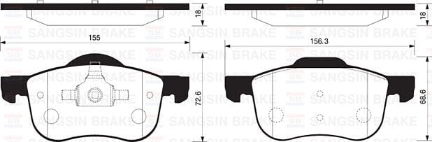 SANGSIN SP2122 ON FREN BALATASI VOLVO S60 00> S70 97>00 S80 98> V70 97>07 V70 01>07 XC70 00> XC90 02>12 16 JANT - Görsel 1
