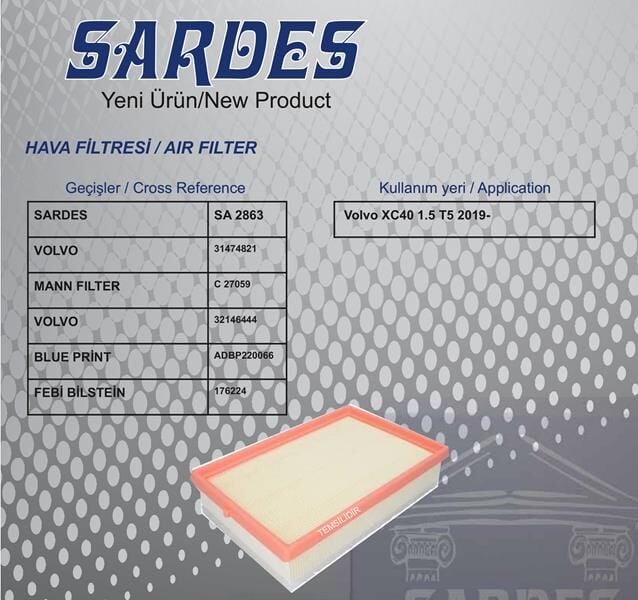 SARDES SA2863 HAVA FİLTRESİ VOLVO XC40 19> T4-T5 - Görsel 1