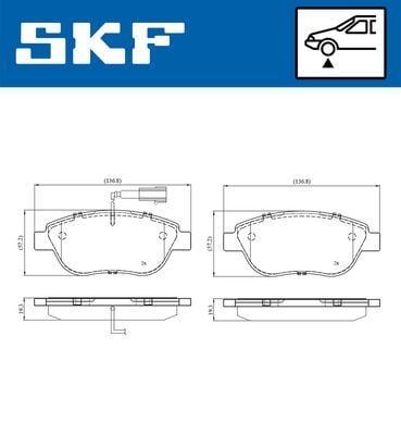 SKF VKBP80766E ÖN FREN BALATASI OPEL COMBO D 12> PUNTO EVO 1.3-1.4-1.6D MTJ 09 > 500-500C 1.3DMJ 10 > - Görsel 1