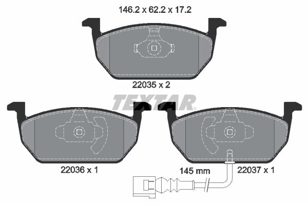 TEXTAR 2203501 ÖN BALATA ÜSTTEN KULAKLI GOLF7-A3-LEON-OCTAVIA 12 > - Görsel 1