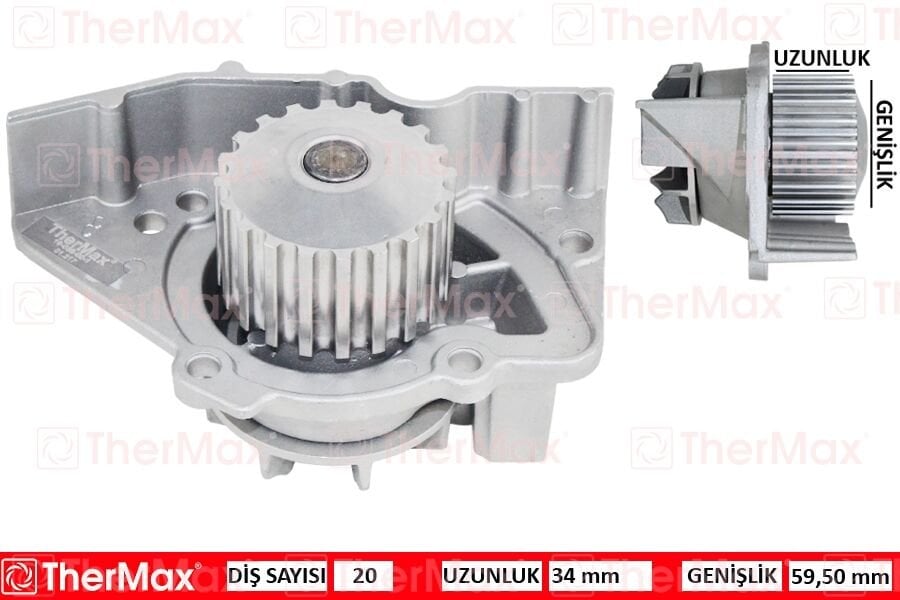 THERMAX T01.217 DEVİRDAİM PARTNER-BERLINGO 96 > JUMPER-SCUDO 96-02 EXPERT 96 > PA391 PA911 20 DİŞ-59.5mm-34m - Görsel 1