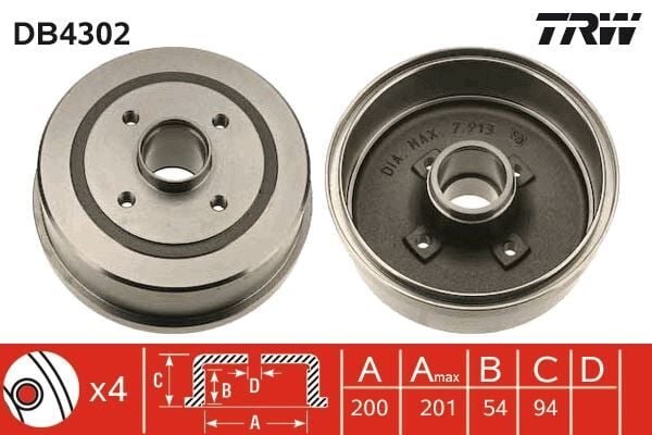 TRW DB4302 ARKA FREN KAMPANA CORSA C 01>11 ABS Lİ - Görsel 1