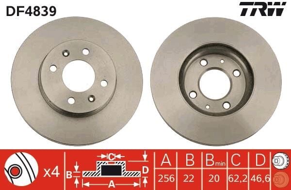 TRW DF98008S ÖN FREN DİSKİ HAVA KANALLI HYUNDAI ACCENT ERA 1.5L D4FA CRDi 06-> 1.4L G4EE 06-10 1.6L G4ED 06-10 / İ20 1.2L 1.4L CRDi dizel 08-> 1.1L CRDi 12-> / KIA RIO 1.4L 1.6L benzinli 05-> 1.5L D4FA CRDİ 06-> - Görsel 1