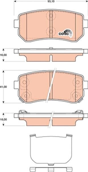 TRW GDB3474 ARKA FREN BALATA HYUNDAI ACCENT ERA 1.4L G4EE 06-10 / İ30 1.4L 1.6L 08-> / İX35 1.6L G4FD GDİ 11-> / KIA CEED 1.4L 1.6L 07-> / SPORTAGE 1.6L G4FD GDİ 09-> / RIO 1.4L 1.6L 05-> Sürtünme yüzeyi eğik şim - Görsel 1