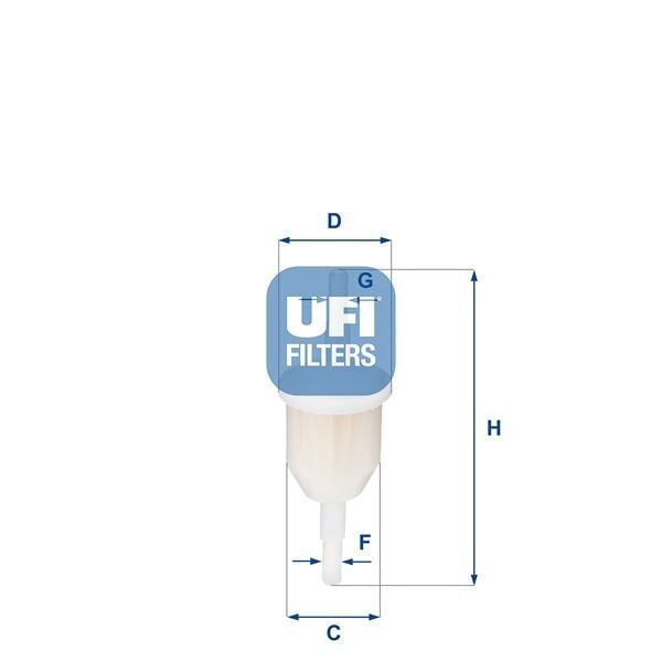 UFI 3100900 ŞEFFAF BENZİN ARA FİLTRE KÜÇÜK TİP ÜNİVERSAL - Görsel 1