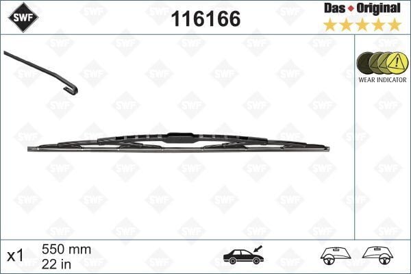 VALEO 116166 SİLECEK SWF 55cm x1 BERLINGO-PARTNER-PUNTO-DUCATO-CONNECT KALOS NUBIRA DOBLO ALFA 147 156 - Görsel 1