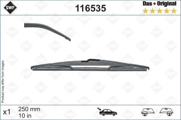 VALEO 116535 ARKA CAM SİLECEK SÜPÜRGESİ OPEL ASTRA K 15>21 INSIGNIA B 17> SWF 250mm - Görsel 1