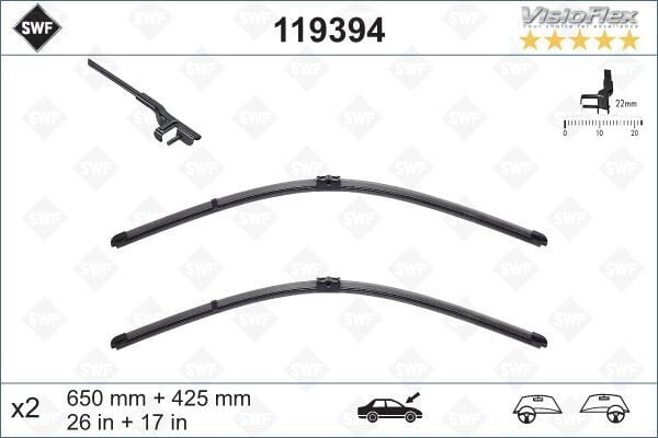 VALEO 119394 SİLECEK SÜPÜRGESİ ÖN TAKIM FORD FOCUS 04> ÖLÇÜLERİ: 430 / 650 MM - Görsel 1