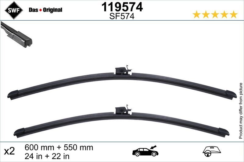 VALEO 119574 SILECEK SUPURGESI TAKIMI 600mm / 550mm MERCEDES W213 S213 C238 A238 C257 - Görsel 1