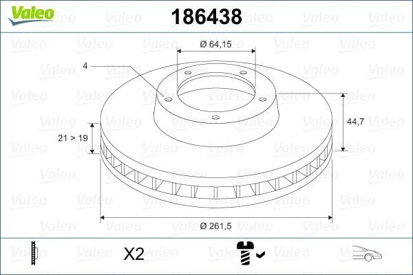 VALEO 186438 ÖN FREN DİSKİ HAVA KANALLI HONDA CIVIC 1.4L 1.6L B16A2 D14A D16Y4 MA MB EJ EK EL kasa 96-00 / 1. 6L D16V1 D16W7 VTEC VTI EP ES EU kasa 01-05 / CITY 1.4L L13Z1 GM1 Kasa 08-> / JAZZ 1.4L L13Z GE - Görsel 1