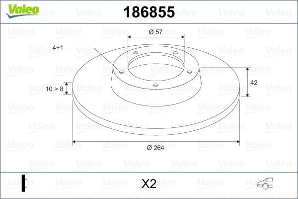 VALEO 186855 ARKA FREN AYNASI ASTRA H L67 04>14 COMBO C 01>11 MERIVA A 03>10 264x10x4DL DOLU - Görsel 1