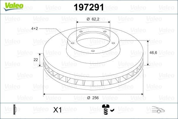 VALEO 197291 ÖN FREN DİSKİ HAVA KANALLI HYUNDAI ACCENT ERA 1.5L D4FA CRDi 06-> 1.4L G4EE 06-10 1.6L G4ED 06-10 / İ20 1.2L 1.4L CRDi dizel 08-> 1.1L CRDi 12-> / KIA RIO 1.4L 1.6L benzinli 05-> 1.5L D4FA CRDİ 06-> - Görsel 1