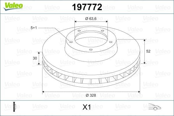 VALEO 197772 FREN DİSKİ ÖN VOLVO XC60 08> ÖLÇÜLER: 328x30x28 - Görsel 1