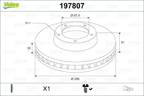 VALEO 197807 ÖN FREN AYNASI INSIGNIA A 08> SAAB 9-5 YS3G 10> 16 JANT 296x30x5DLxHAVALI 13501307-569063 - Görsel 1
