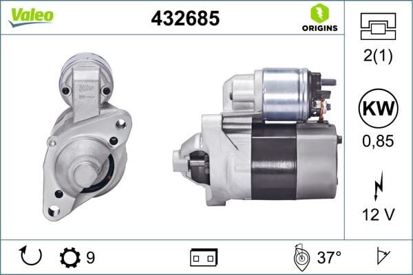 VALEO 432685 MARŞ MOTORU 12V 9DİŞ CLIO I-II 1.2-CLIO III 1.2 16V-1.4 16V-KNG-TWNG 1.2-1.2 16V - Görsel 1